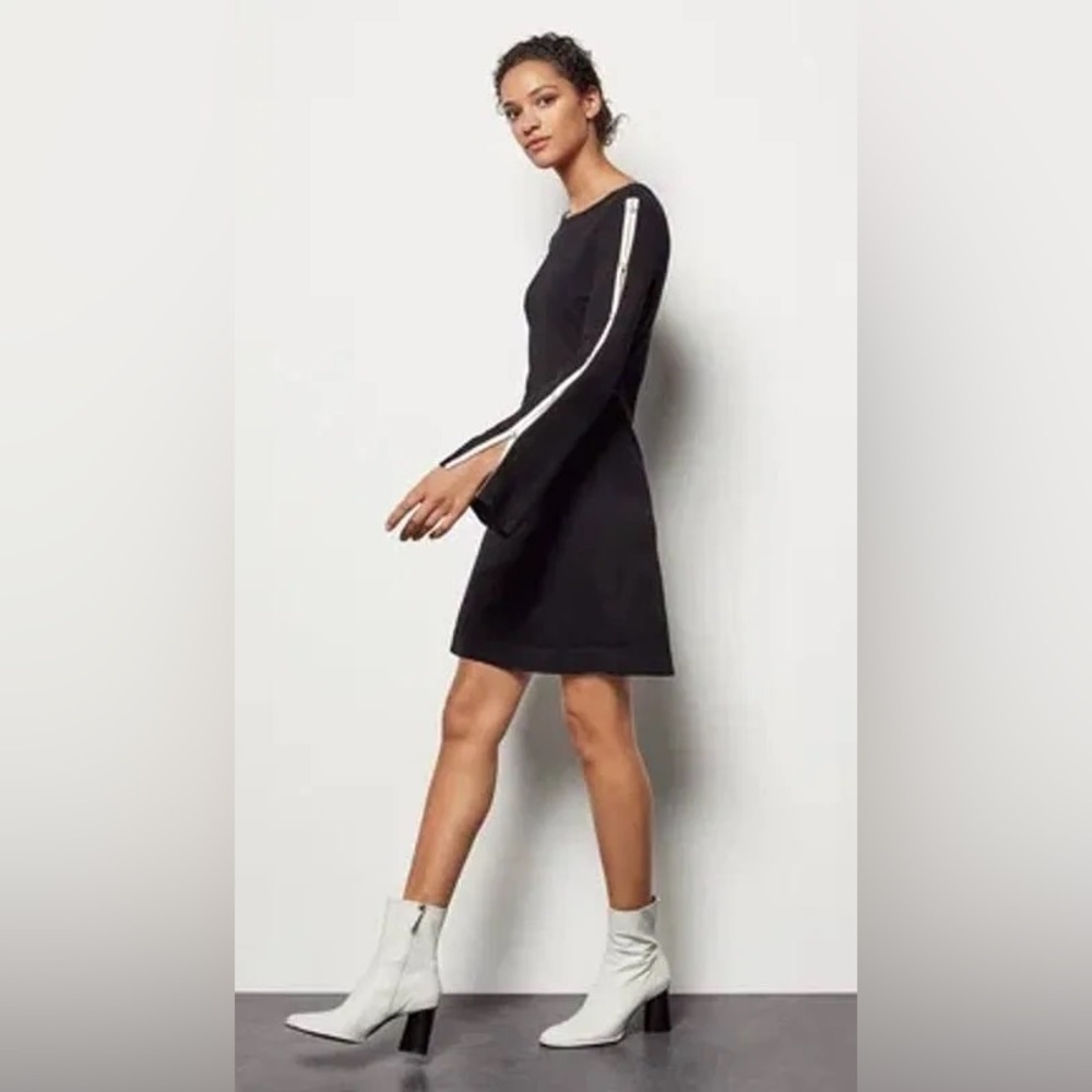 *KAREN MILLEN* Black x White Pearl Long Sleeve Dress Size Large
